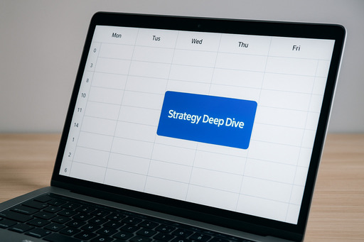 An image of a calendar with time for a Strategy Deep Dive blocked off