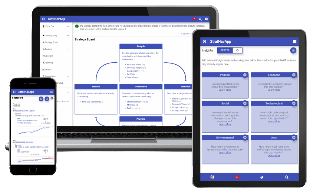 Image of StratNavApp.com on different types of devices.