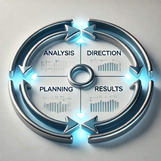 An image showing the four stages of the strategy development and execution life-cycle.
