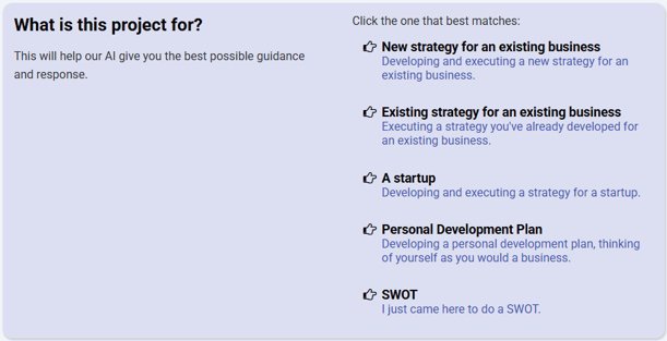 Project Purpose selector